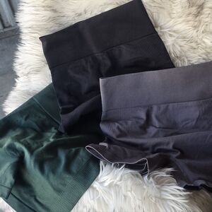 Set of Three Seamless Shorts in Black, Green, and Gray